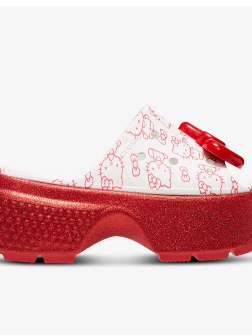 CROCS White & Red Hello Kitty Platform Slide Mules Sz9 - Picture 3 of 5